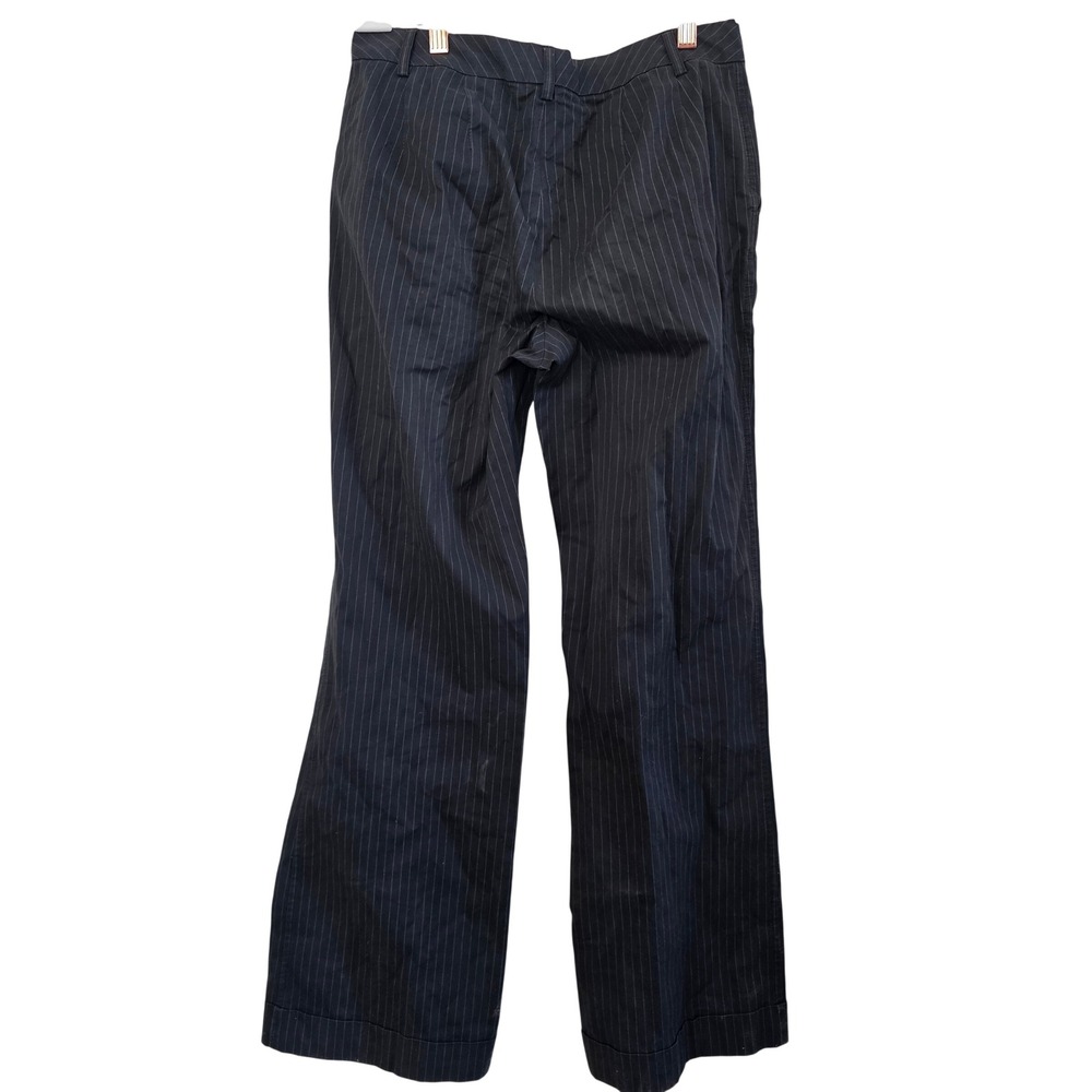 Eddie bauer mercer fit Pinstripe Wide Leg Pants Navy Blue Cotton Stretch Size 6